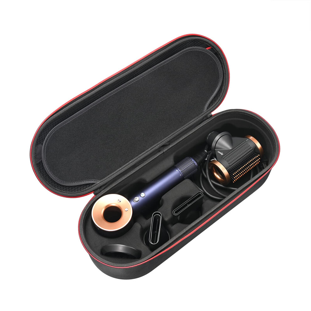 Rlsoco Fuchsia/Black Hard Case For Dyson Supersonic Hair Dryer Iron/-Fits Ful Hair Dryer Accessories & Model Hd15/Hd08 (Black)