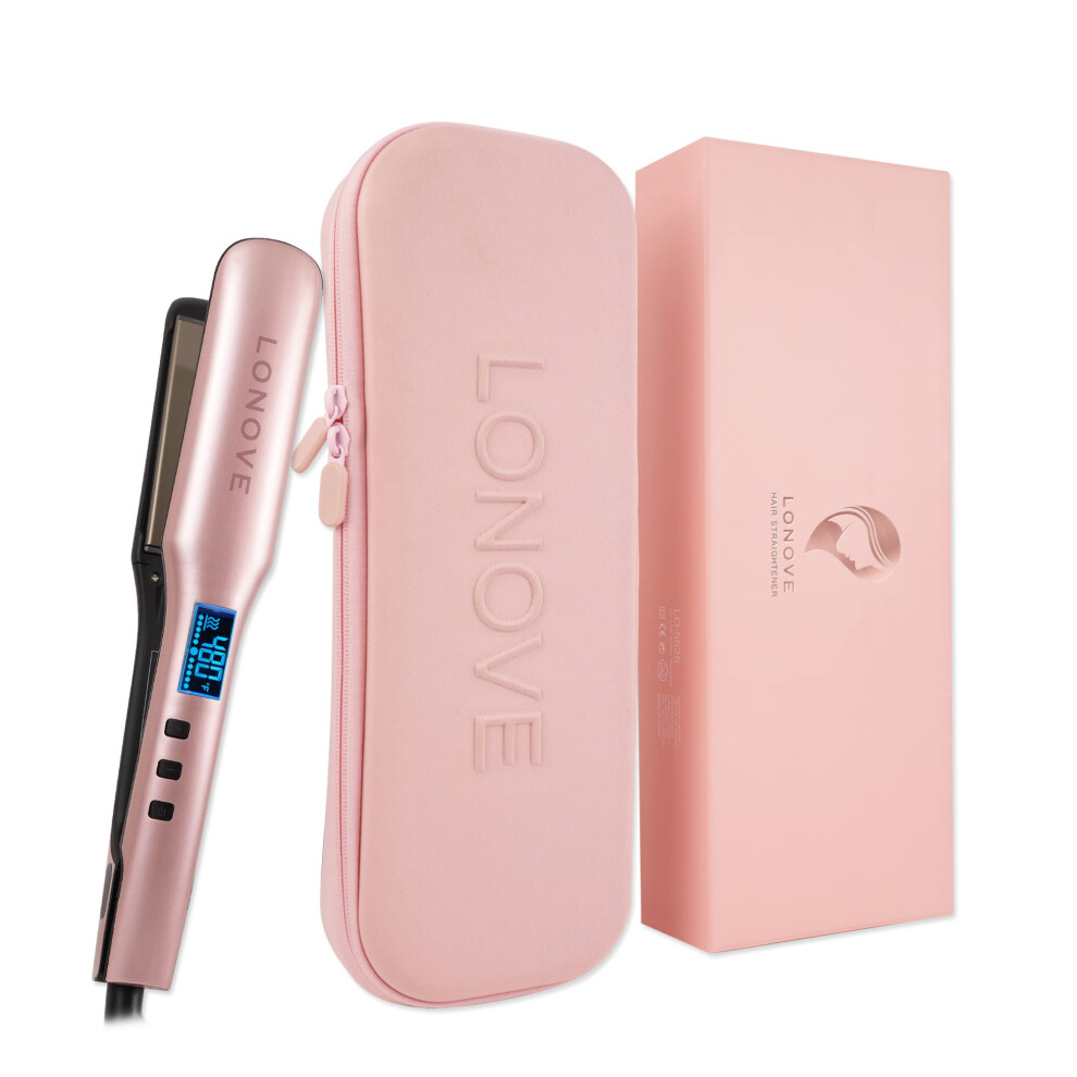 Lonove Beauty Products Titanium Hair Straighteners For Thick Hair - Professional Flat Iron Hair Straightener For Women