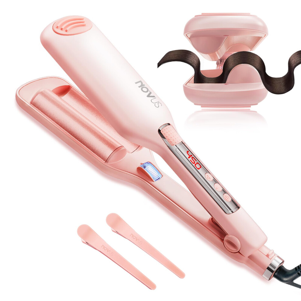 Wave Curling Iron Anti-Scald Wavy Hair Crimper, 1.1in/28MM Ionic Rapid Heating Curling Wand, Hair Waver, Crimper for Wide Deep Waves