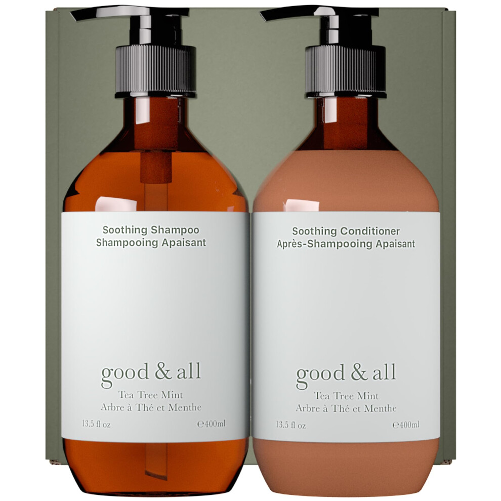 Good&All Tea Tree Shampoo And Conditioner Set For Dry Itchy Scalp With Peppermint - Sodium Lauryl Sulfate/Sulphate, Silicone, Paraben, Fragrance Free
