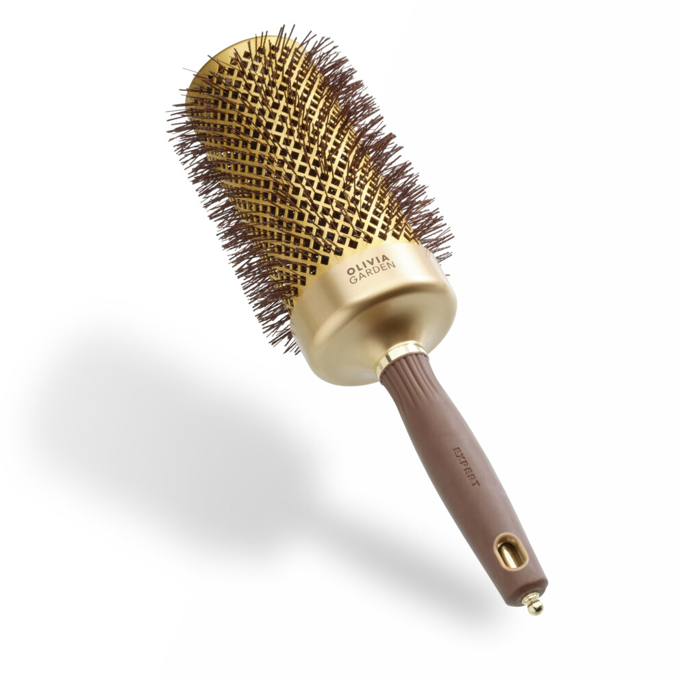 Olivia Garden Gold/Brown Expert Blowout Speed ? & - 65 - Ceramic Coated Round Brush With Extra Long Barrel For 25% Faster Blowouts