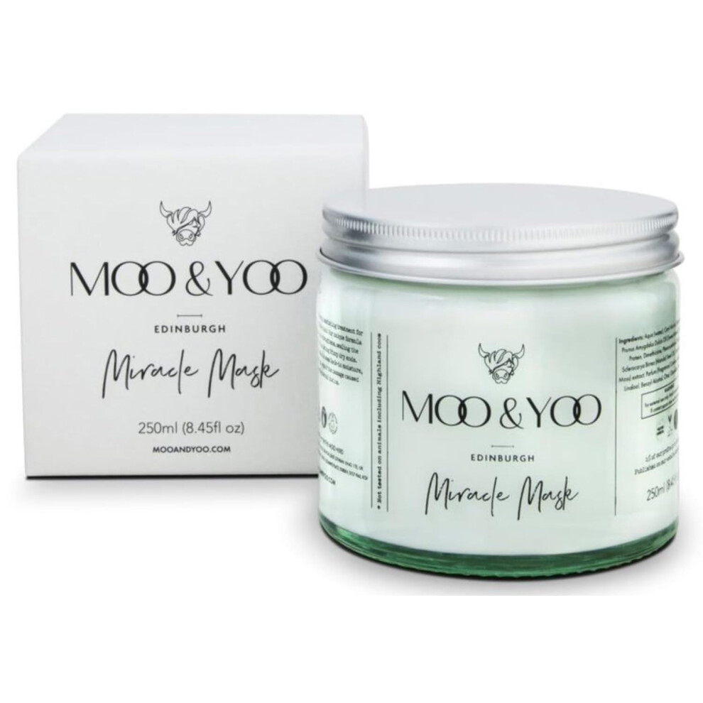 Moo & Yoo Miracle Hair Mask - Marula Oil & Wheat Protein - Hair Masks For Dry Damaged Hair - Vegan & Cruelty Free Hair Treatment - 250Ml Recyclable