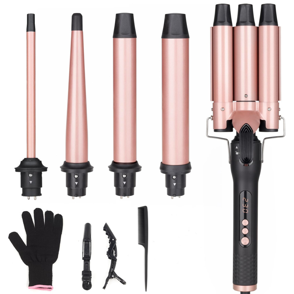 Unobey 5 In 1 Curling Wand Set, Three Barrel Curling Iron Set With 3 Barrel Curling Iron And 4 Interchangeable Ceramic Curling Wand(0.5?-1.25?), Fast