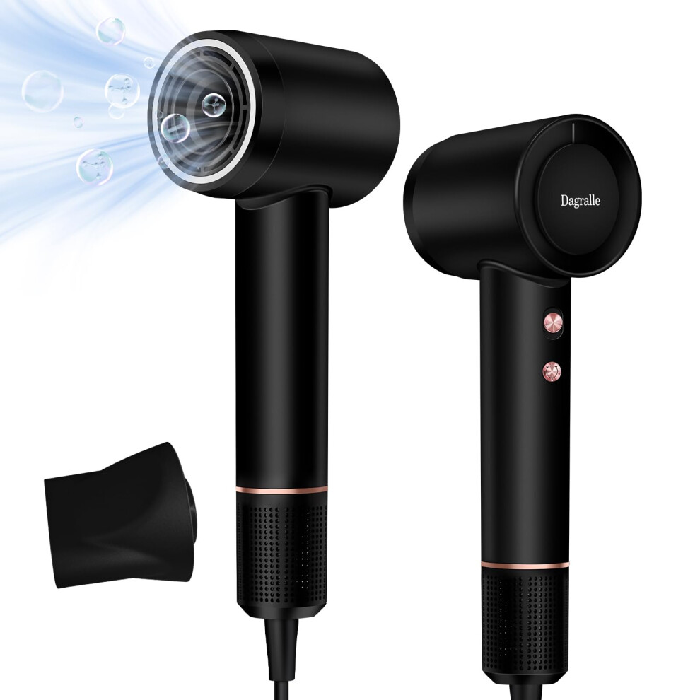 Dagralle Hair Dryer, 110000 Rpm High-Speed Brushless Motor 200 Millions Negative Ionic Blow Dryer For Fast Drying, Low Noise Thermo-Control Hairdryer With