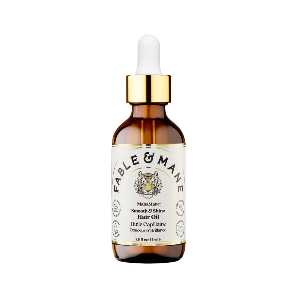 Fable & Mane Smooth & Shine Hair Oil, With Uv Heat Protection. Post Wash Oil Reduces Frizz, Adds Instant Shine With Jojoba, Castor Oil And Ashwagandha