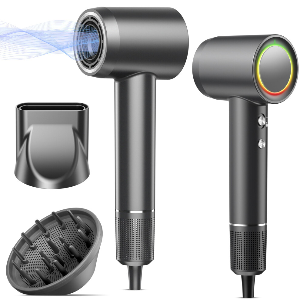 Oimye Hair Dryer, 160000 Rpm Professional High Speed Ionic Blow Dryer 500 Million Negative Ions & Heat-Control & Low Noise Hairdryer With Magnetic Diffuser