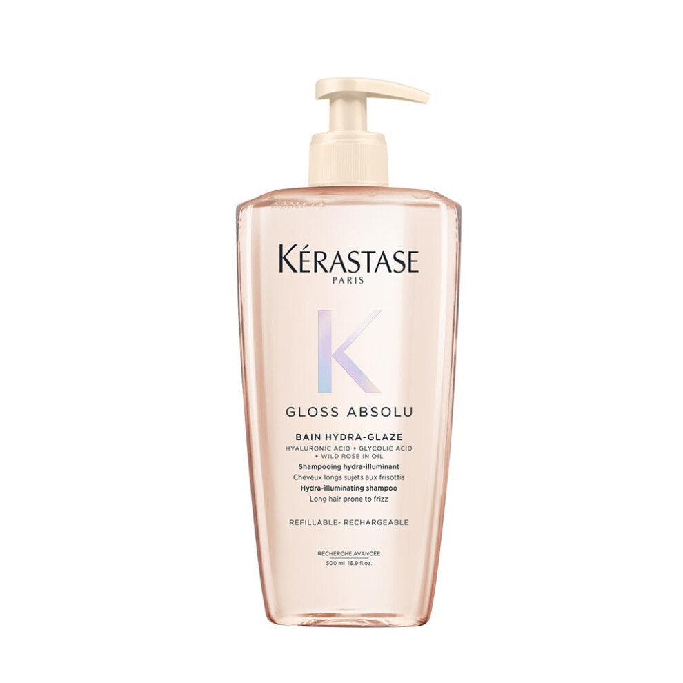K?rastase Gloss Absolu Refillable Shampoo for All Hair Types, with Glycolic Acid, Hyaluronic Acid & Wild Rose 500ml