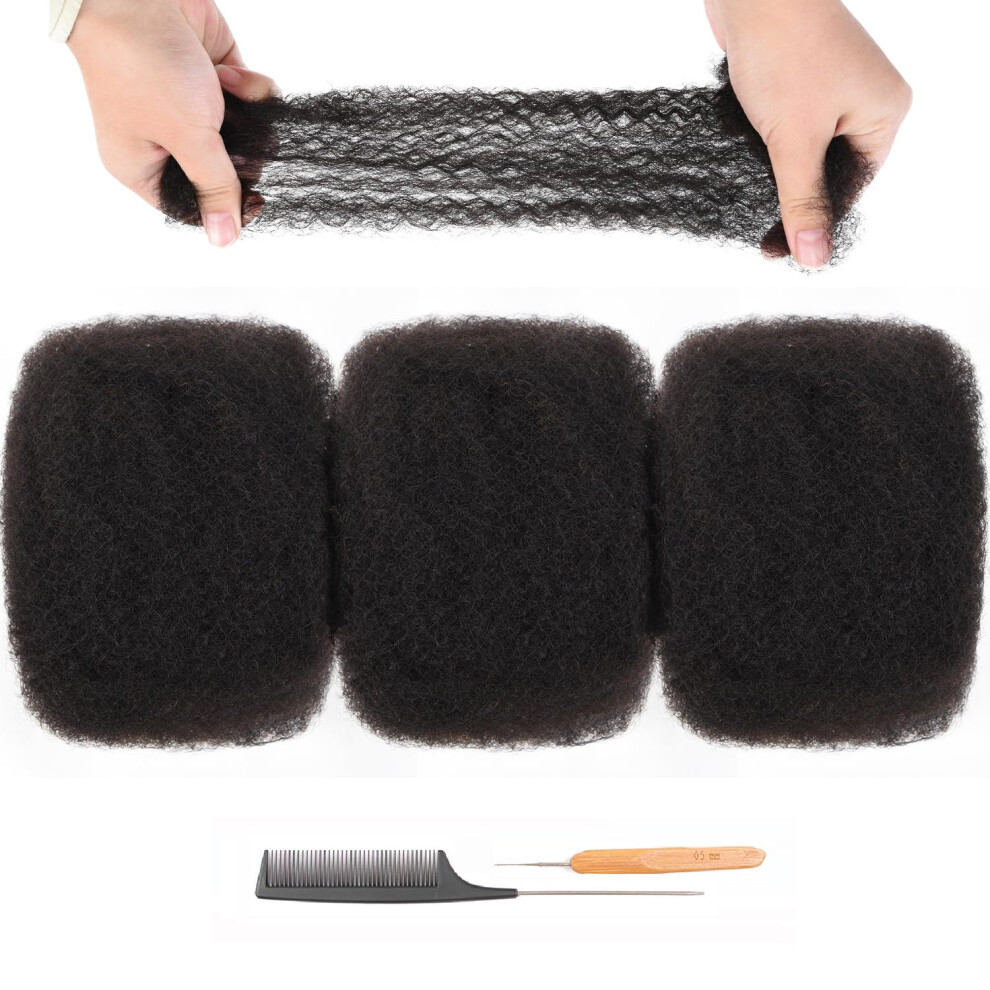 Originea Unisex Afro Kinkys Bulk 100% Human Hair For Dreadlocks And Twist Braiding Human Hair 3 Packs 10 Inch Soft Afro Kinky Curly Hair Bulk For Dreads