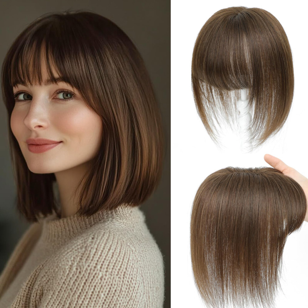 Saro-Up Unisex Not,Specified Hair Toppers For Thinning Hair Toppers For Women Real Human Hairtopper With Fringe Hairpieces For Women With Thinning Swiss Base 10Inch (4#)