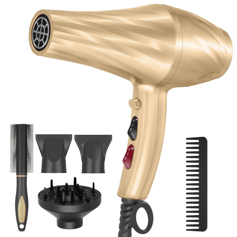 Jooayou Hair Dryer, 3000W Fast Drying Ionic Hairdryer For Women Men, Salon Professional Blow Dryer With Diffuser For Curly And Straight Hair