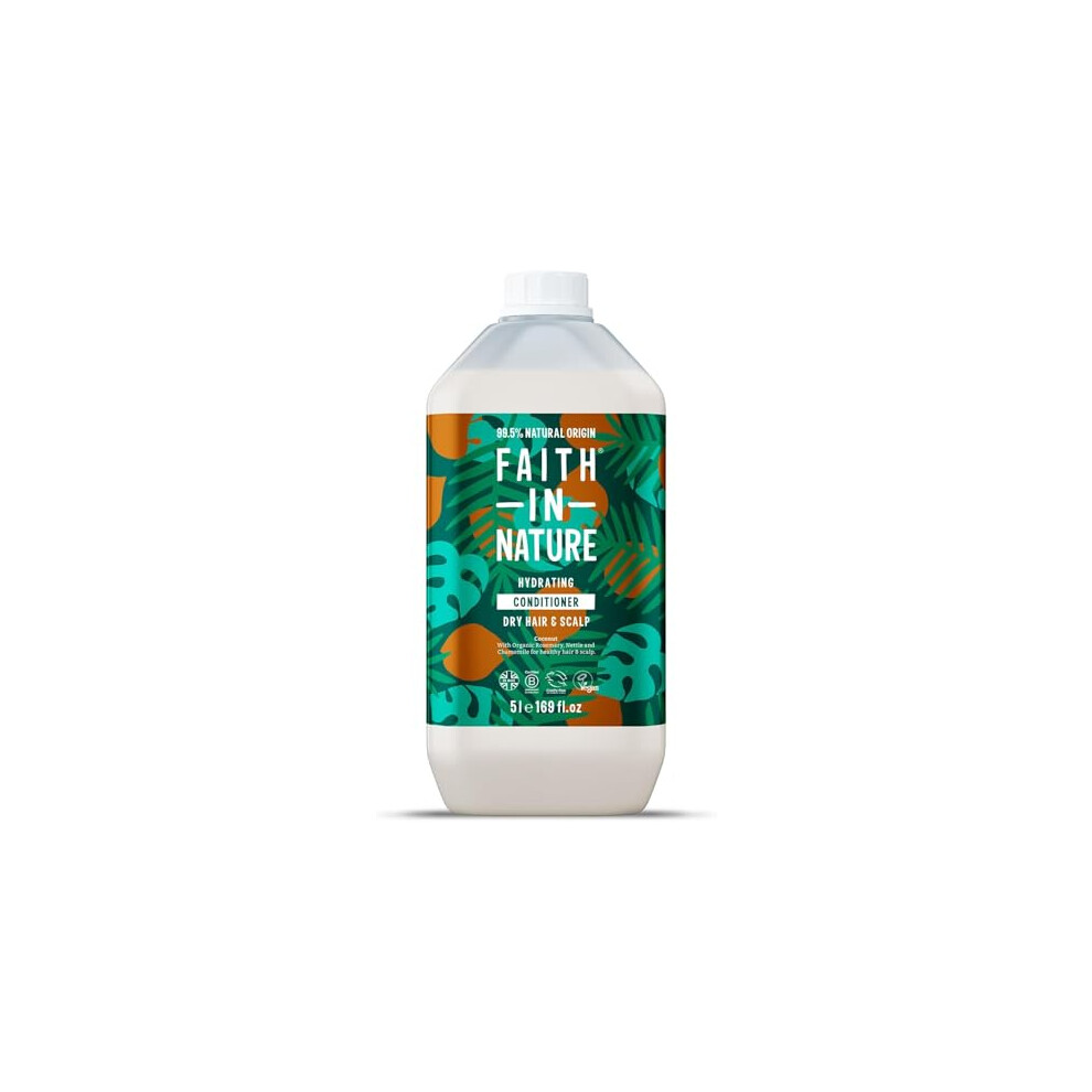 Faith In Nature Organic Coconut Conditioner, Hydrating for Dry Hair & Scalp, Vegan & Cruelty Free, No SLS, Silicones or Parabens, 5L Refill Pack