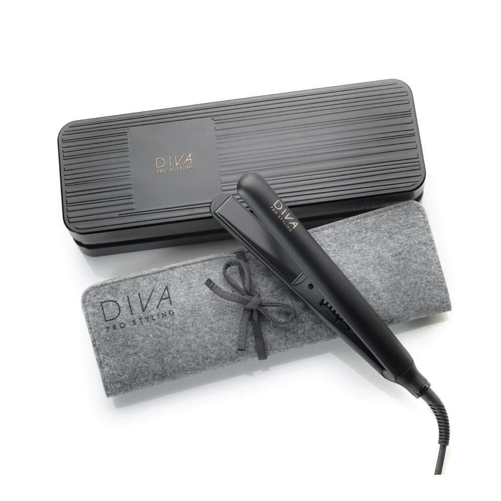 Diva Pro Styling Digital Straightener and Styler Onyx with Macadamia Argan Oil and Keratin Infused Ceramic Plates