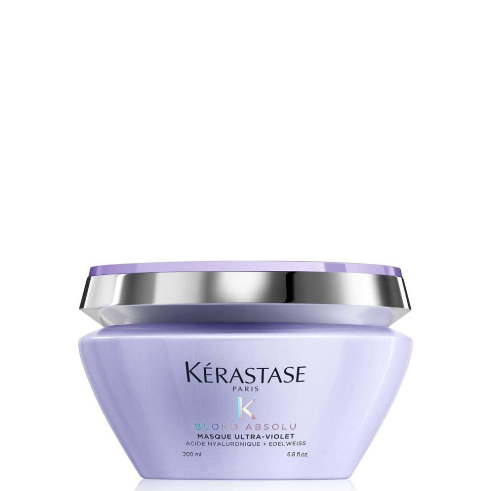 K?rastase Blond Absolu, Anti-Brass Purple Hair Mask, For Lightened & Highlighted Cool Blonde Hair, With Hyaluronic Acid & Edelweiss Flower, Masque