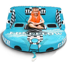 SereneLife Heavy-Duty Inflatable Towable Tube for Boating, 1-2 Person Water Tube with Soft Foam Seats, Strong & Tear-Resistant Design, 4 Grab Handles-