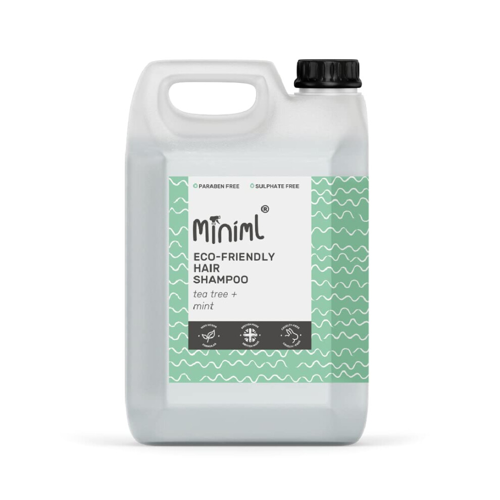Miniml Natural Eco Hair Shampoo? 5L Refill Tea Tree & Mint Men And Womens Sensitive Scalp & Skin Cruelty Free Vegan Friendly Shampoo - For Greasy,