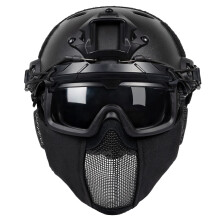 OneTigris Airsoft Fast Helmet - Full Face Protective Tactical Helmet With Foldable Ear Protection Mask And Goggles for Airsoft Paintball Sooting