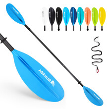 Abahub 3-Piece Kayak Paddle Carbon Adjustable 220 cm to 240 cm Double Paddle with Paddle Leash for Kayaking Rowing Boat, Carbon Shaft Plastic Blades