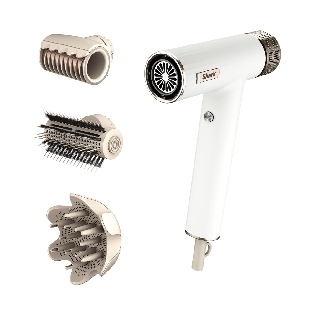 Shark SpeedStyle Hair Dryer & RapidGloss Finisher for Curly & Coily Hair, 3 Stylers, Ultra Fast Drying, Smooths Flyaways, For All Hair Types, No Heat