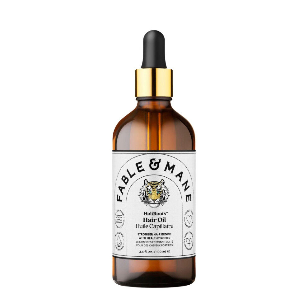 Fable & Mane Holiroots Hair Oil, Strengthens And Repairs Dry, Damaged Hair And Scalp. Pre Wash Oil Treatment With Amla And Castor Oil (Jumbo)