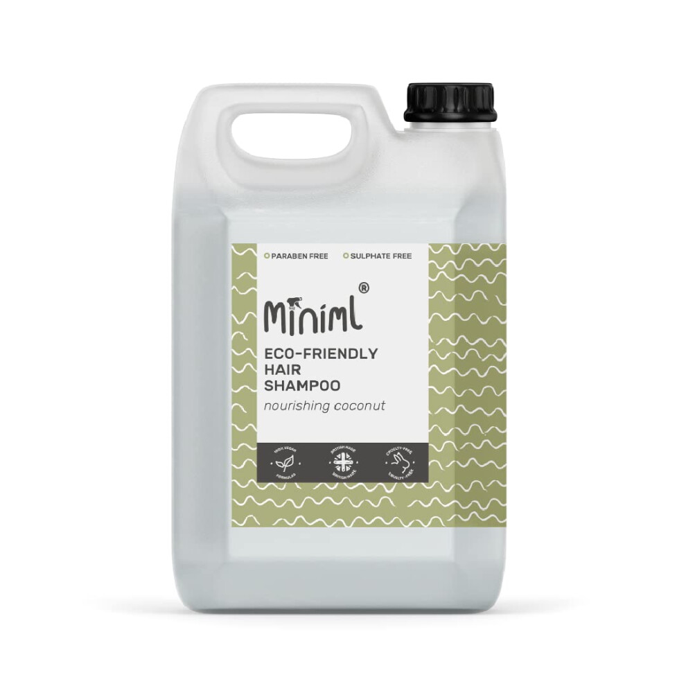 Miniml Natural Eco Hair Shampoo ? 5L Refill Nourishing Coconut Men And Womens Sensitive Scalp & Skin Cruelty Free Vegan Friendly Shampoo - For Greasy,