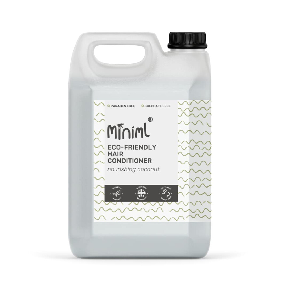 Miniml Natural Hair Conditioner Eco Friendly - 5L Refill Nourishing Coconut Men And Womens Sensitive Scalp & Skin Cruelty Free Vegan Formula - For