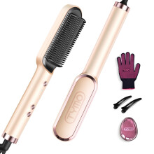 TYMO Hair Straightener Brush UK, Flat Iron and Hair Brush 2-in-1, Anti-Scald, Fast Heating, 5 Temp Settings (130?-210?), Professional Salon at Home,