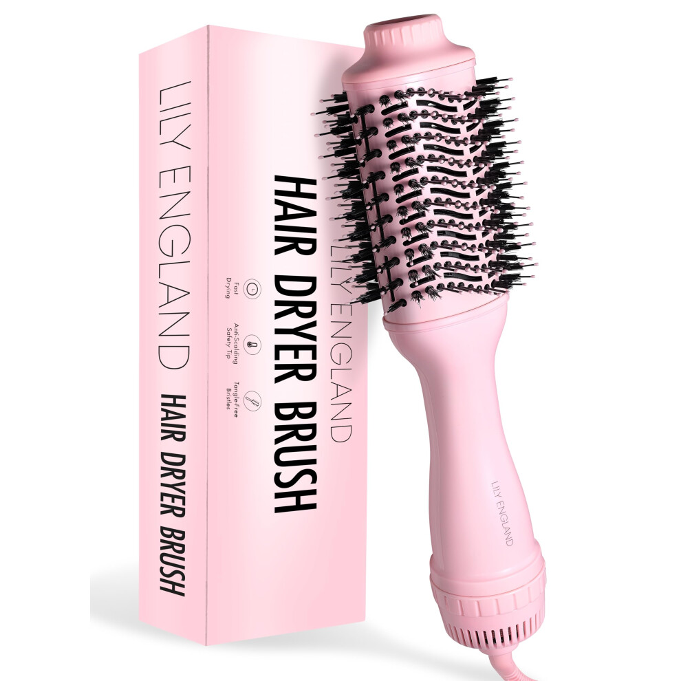 Lily England Hair Dryer Brush - Hot Air Styling Brush For Short & Long Hair - Electric Hair Dryer Styler With Hot Brush For Volume - Travel Friendly