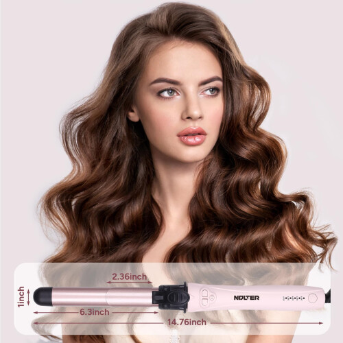 Rotating Curling Iron, NDLTER Global Voltage Automatic Curling Iron with Clamp, 5 Heat Settings 360? Rotatable Power Cord, Automatic Reset Function 1