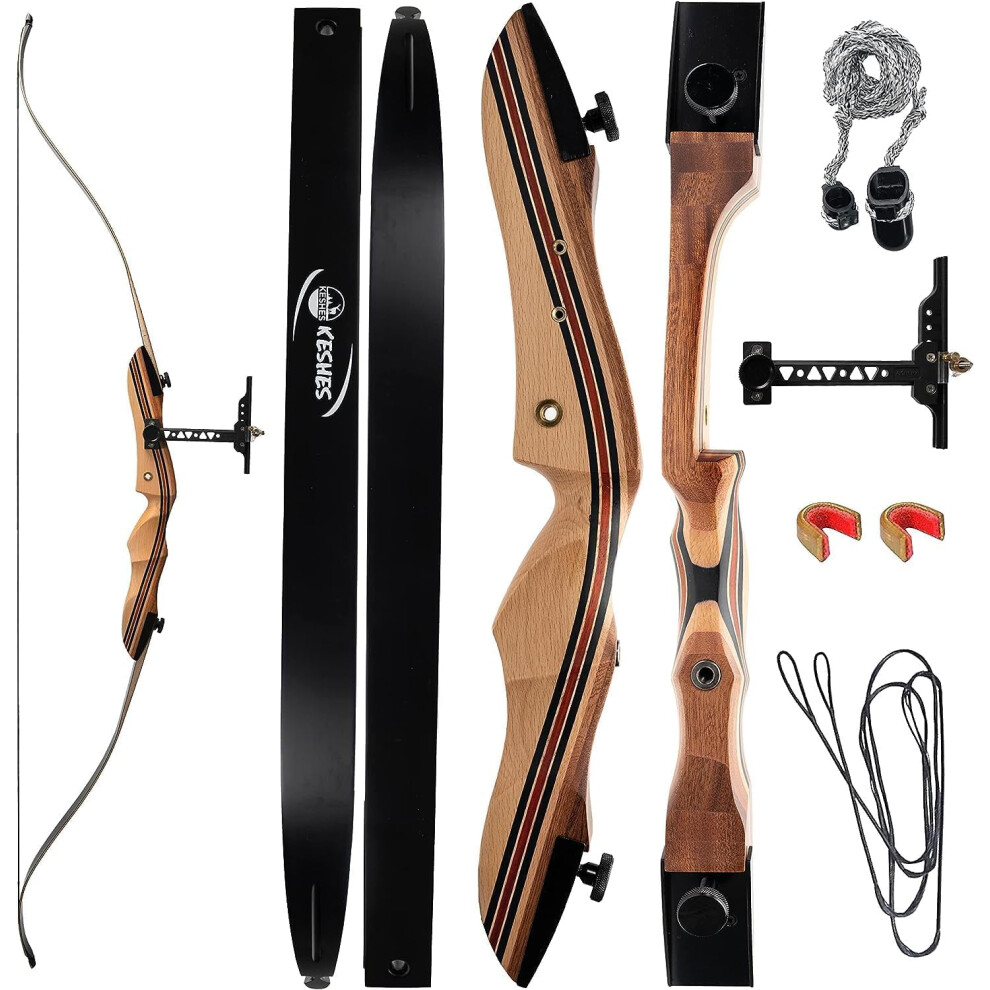 KESHES Takedown Hunting Recurve Bow and Arrow - 62" Archery Bow for Teens and Adults, 15-55lb Draw Weight - Right and Left Handed, Archery Set