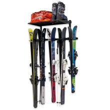 StoreYourBoard Ski Storage Rack with Shelf, Holds 5 Pairs, Heavy Duty Wall Mount Organizer, Home and Garage Hanger