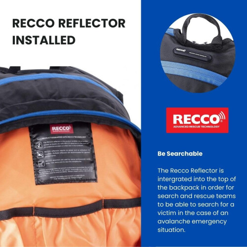 TerraWest Core Avalanche Kit,Ski Backpack Including Recco & Removable Back Protector, Hydration Bladder, Core Plus Shovel, Core 240 cm Quick Lock 1