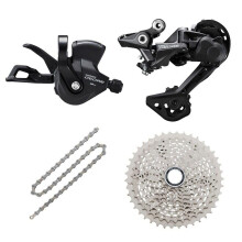 JGbike Compatible 10 speed MTB 4pc groupset for Shimano Deore M4100: Right Shift Lever,Long cage Rear Derailleur, 11-42T Cassette or Sunrace 11-46T