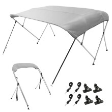 VEVOR 4 Bow Bimini Top Boat Cover, 900D Polyester Canopy with 1" Aluminum Alloy Frame, Waterproof and Sun Shade, Includes Storage Boot, 2 Support