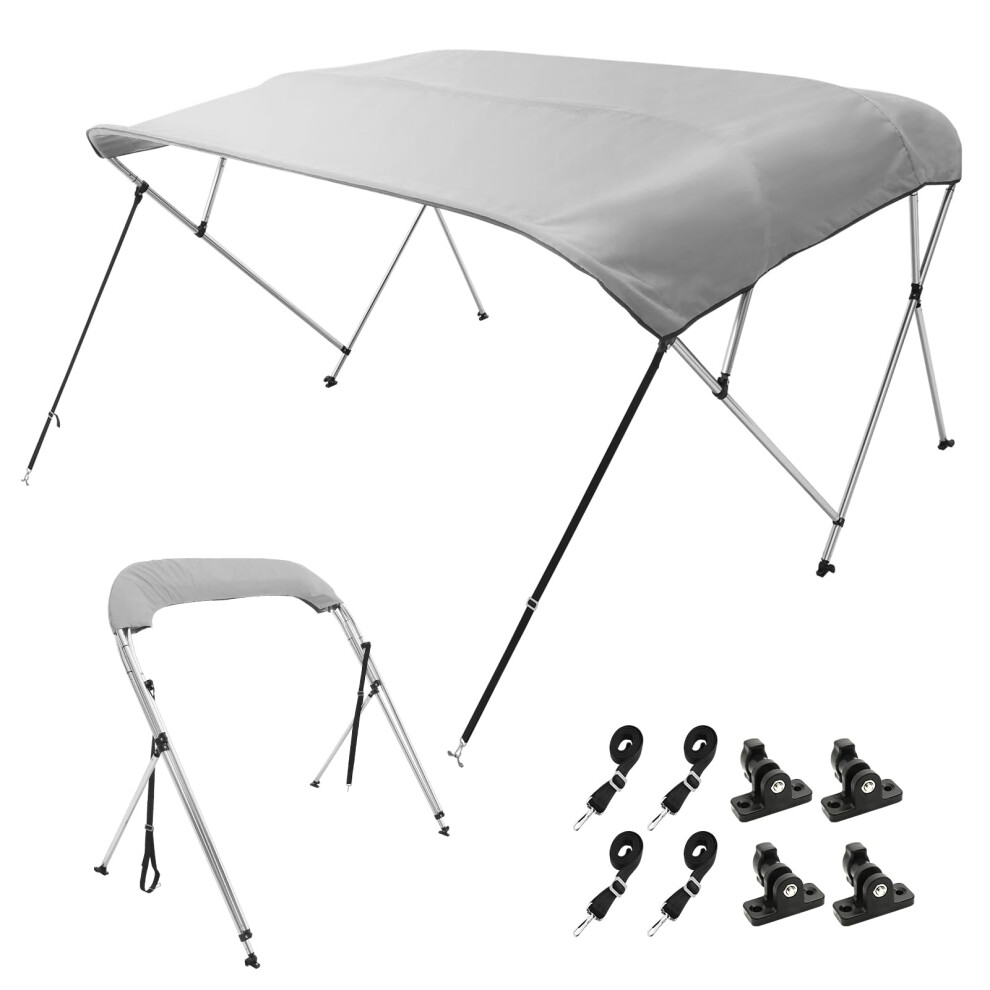 VEVOR 4 Bow Bimini Top Boat Cover, 900D Polyester Canopy with 1" Aluminum Alloy Frame, Waterproof and Sun Shade, Includes Storage Boot, 2 Support