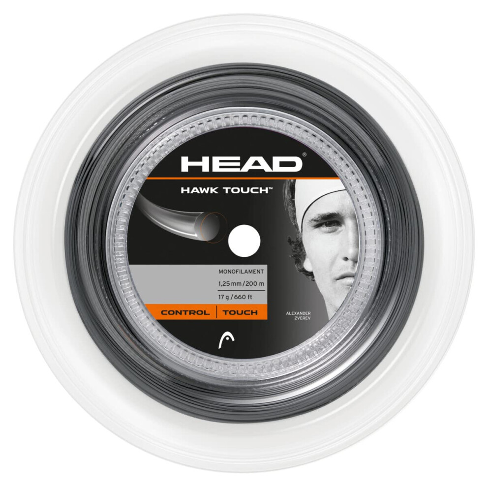 Head Unisex ? Adult's Hawk Touch (200M Reel) Tennis String, Charcoal, 17