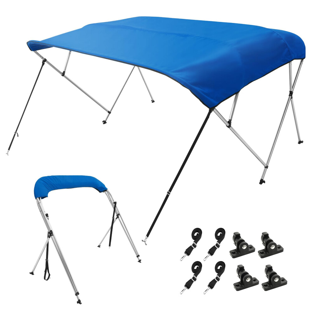 VEVOR 4 Bow Bimini Top Boat Cover, 900D Polyester Canopy with 1" Aluminum Alloy Frame, Waterproof and Sun Shade, Includes Storage Boot, 2 Support