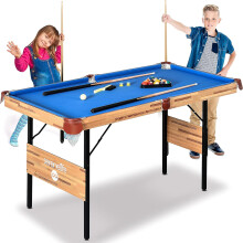 SereneLife 138cm Pool Table- Foldable & Portable Billiard Game Table- Very Sturdy, Includes Accessories- Pool Balls, Cue Sticks, Triangle, Brush,