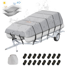 VEVOR Pontoon Boat Cover, 23'-24' Waterproof Trailerable Pontoon Cover, 800D Marine Grade PU Oxford Fabric, with Motor Cover, 16 Windproof Buckle