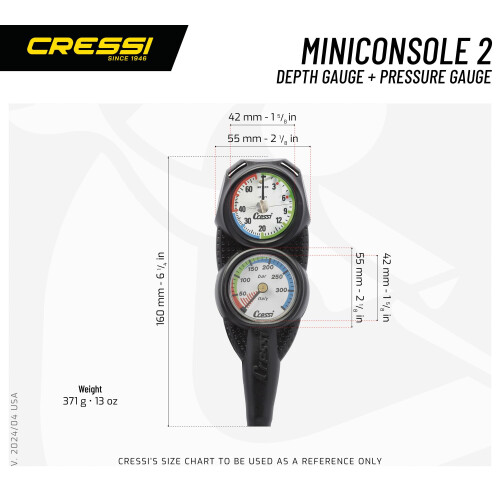 Cressi Cressi Diving Console 2 - Depth + Pressure Gauge, Black 2