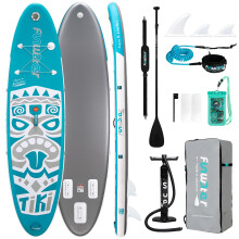 FunWater Inflatable Stand Up Paddle Board 320x83x15cm Ultra-Light Paddleboard with Inflatable SUP Accessories, Carry Strap, Three Fins, Adjustable