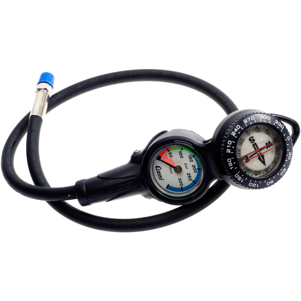 Cressi 2 Compass And Pressure Gauge Bar Diving Console - Black