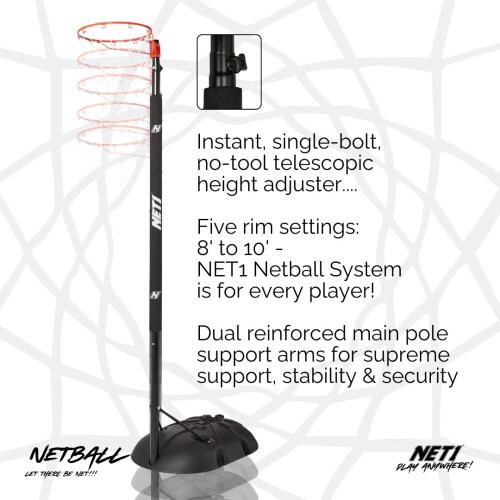 NET1 Black Pole Pad Netball System, Red 1