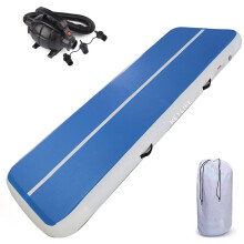 Air Mat Tumble Track 6.6ft 4 Inches Thick Gymnastics Inflatable Tumbling Track Mat with Air Pump Blue 200CM