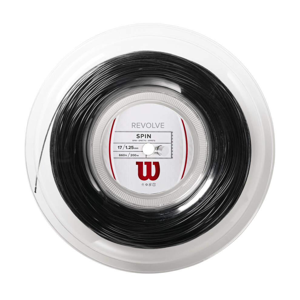 Wilson Tennis Racket String, Revolve, 200 M Roll, Black, 1.25 Mm, Unisex, Wrz906900