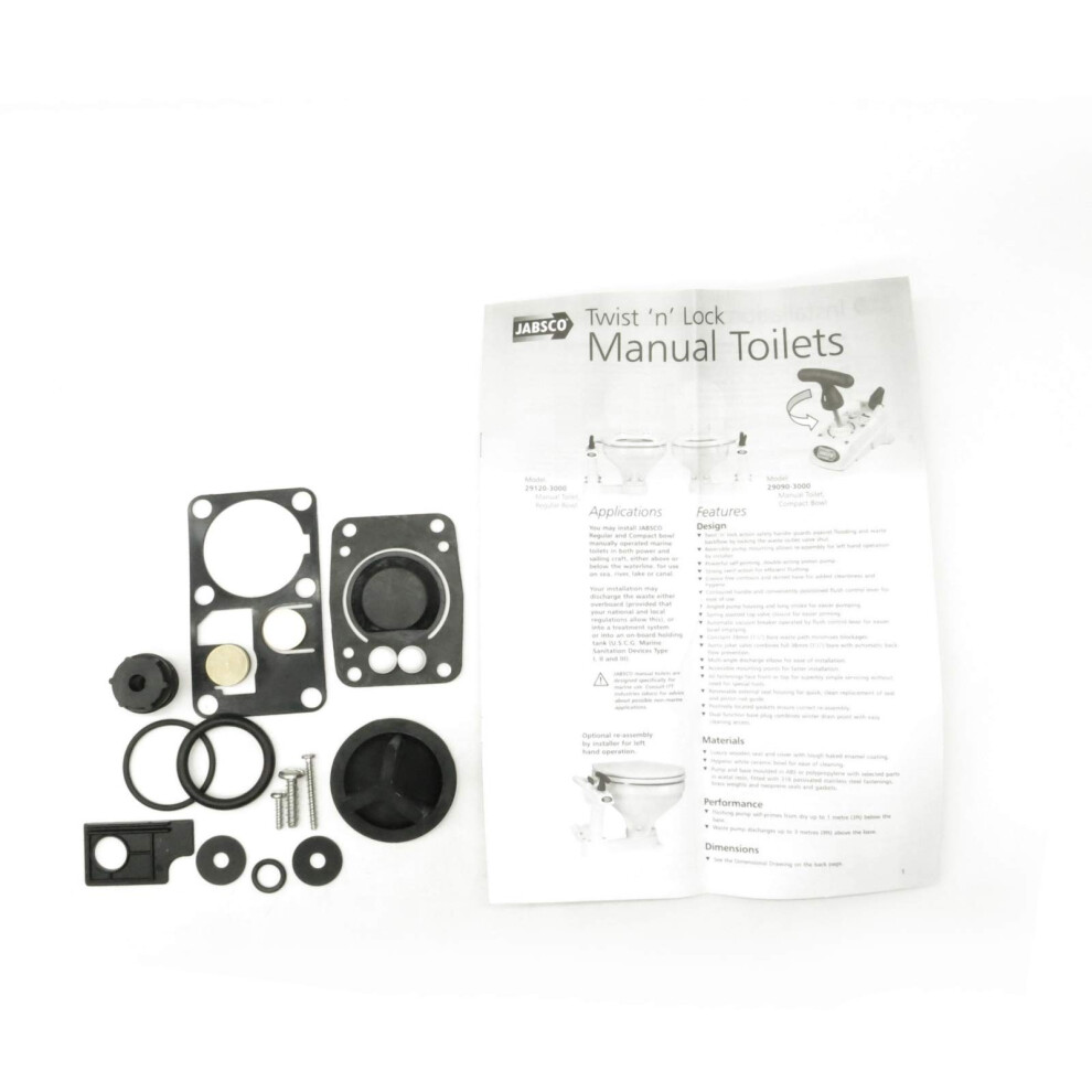 Jabsco 29045-0000 Twist N Lock Marine Manual Toilet Service Kits Fits 29090-0 & 29120-0, 1997 And Prior 5051220183634