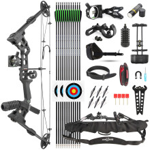 SHARROW Archery Compound Bow and Arrow Set 20-70 LBS Adjustable Hunting Compound Bow Kit for Adults Beginner Outdoor Shooting Target Practice LH/RH