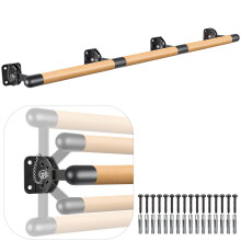 Dolibest 300cm Ballet Barre, Adjustable Wooden Dance Stretching Bar Wall Mounted Home Barre Workout Equipment with Metal Support Bracket Holder for