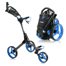Cube CART 3 Wheel Push Pull Golf CART - Two Step Open/Close - Smallest Folding Lightweight Golf CART in The World - Choose Color! (Charcoal/Blue)