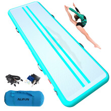 ALIFUN Inflatable Air Tumbling Mat Gymnastics Tumble Mat 6FT 10FT 13FT 16FT 20FT Training Mat Thick 10CM with Electric Air Pump
