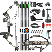 SHARROW Archery Compound Bow and Arrow Set 20-70 LBS Adjustable Hunting Compound Bow Kit for Adults Beginner Outdoor Shooting Target Practice LH/RH